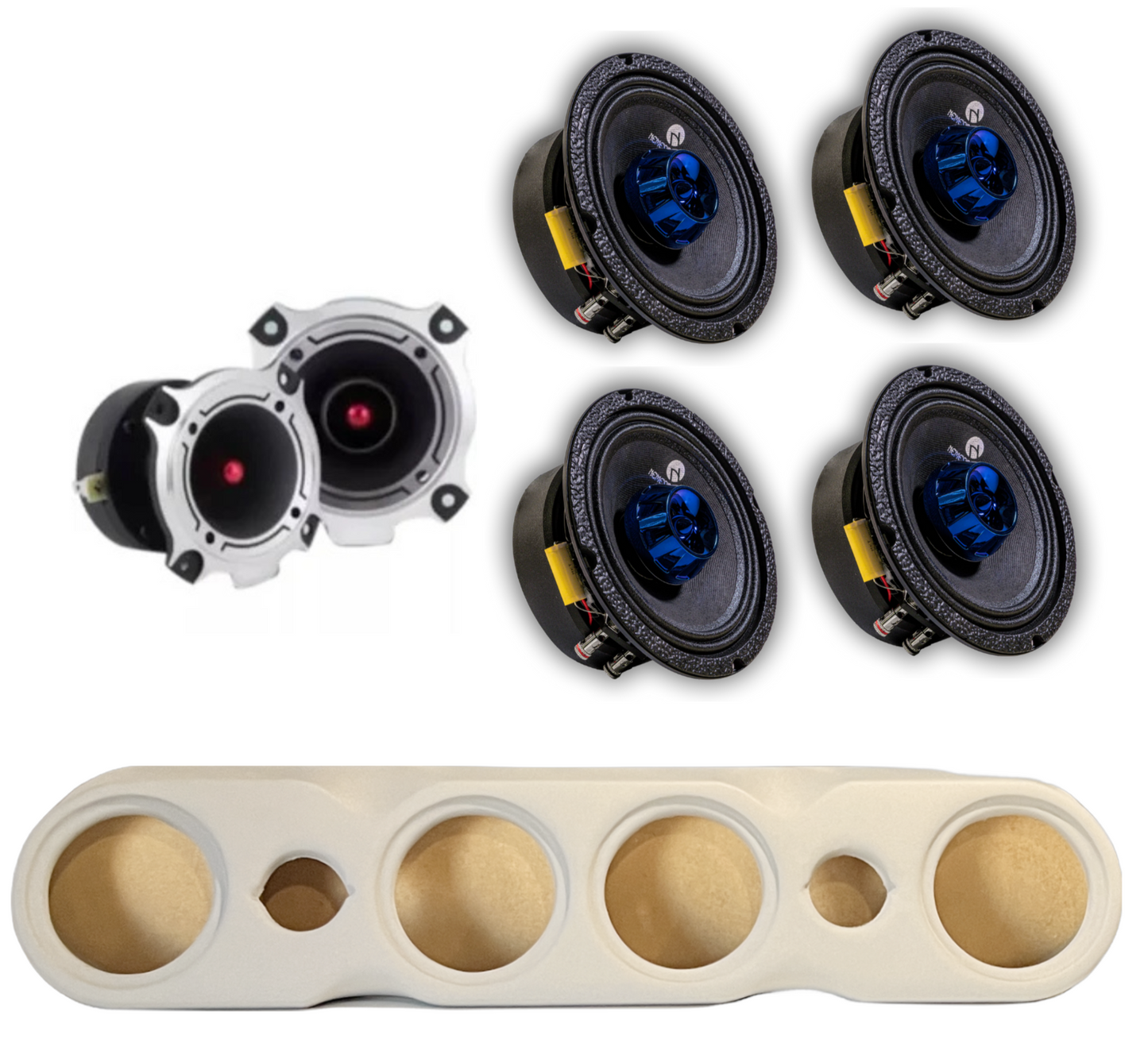 Nemesis Audio 4 NA-PRO 6.5" & 2 Tweeters NA-TW45 + Speaker Rack( Headliner)